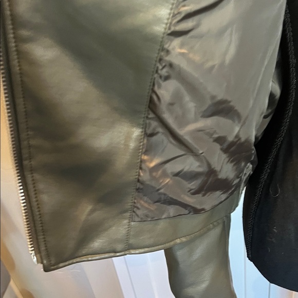 REBECCA MINKOFF Rebecca Minkoff Dark Green Vegan Leather Moto Jacket Size XS - Picture 10 of 11